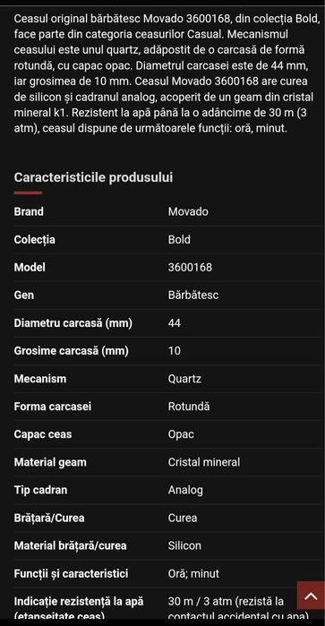 Ceas barbatesc Movado