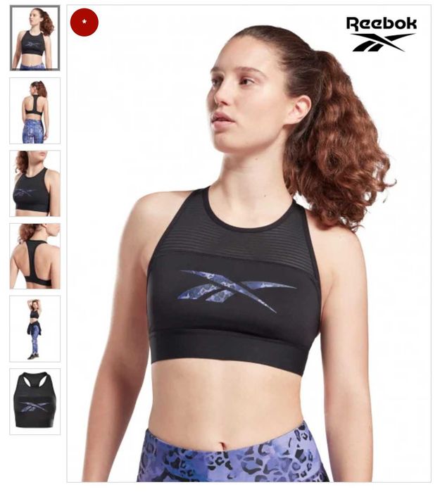 Bustiera sport/fitness Reebok Modern Safari marime XS/S negru/albastru