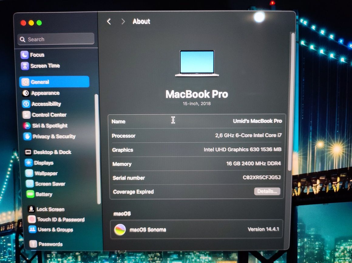 Macbook pro 15 - i7, 16 gb ddr4, 512gb SSD