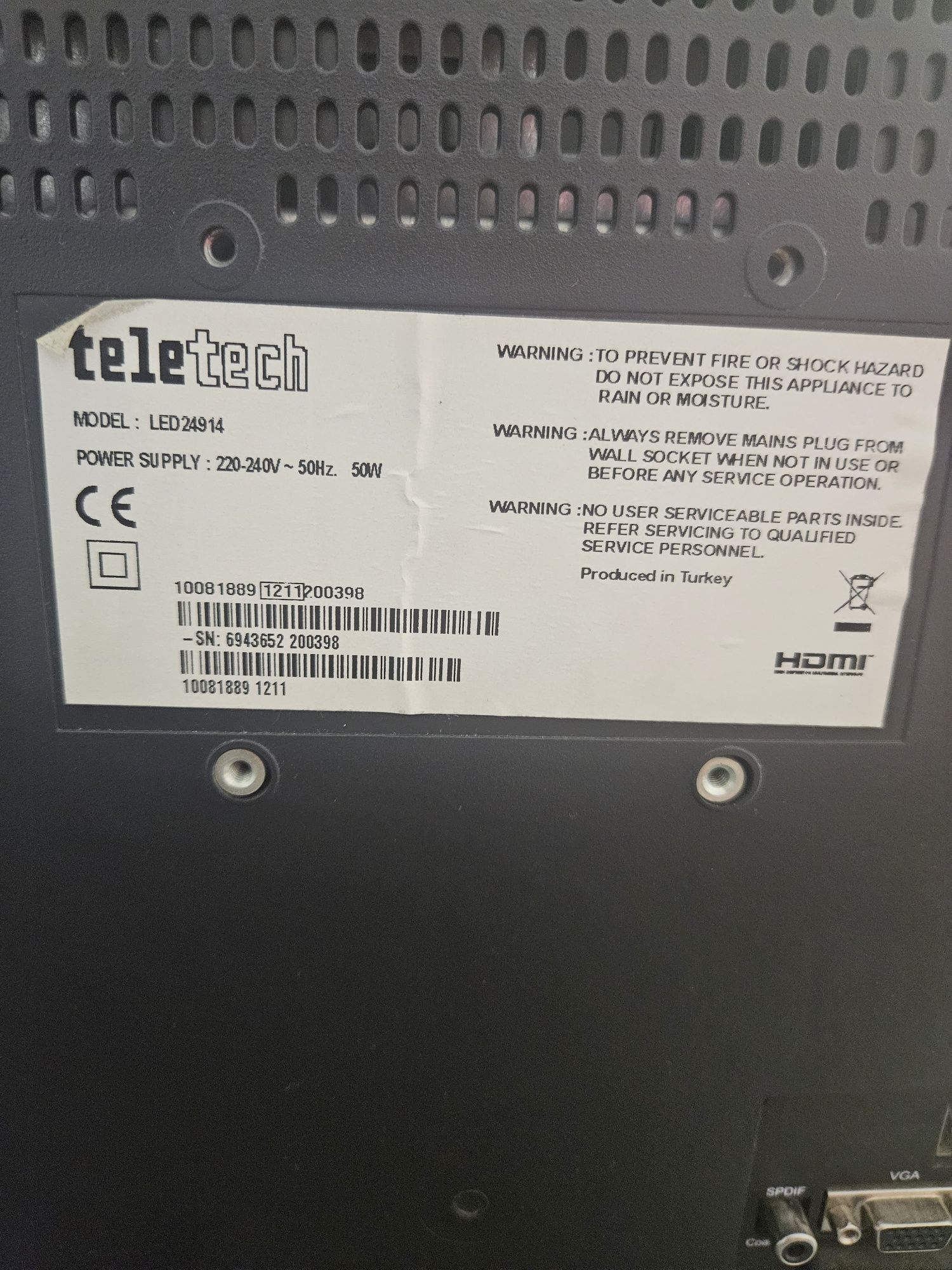 Vând televizor teletech 61 cm diagonală