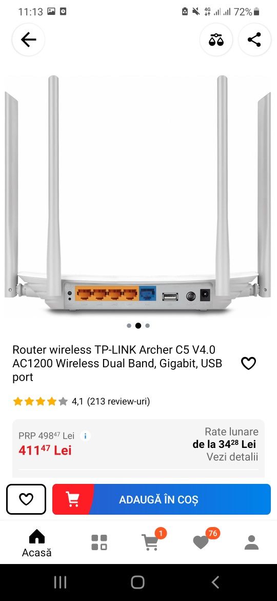 Router wireless TP-LINK Archer C5 AC1200