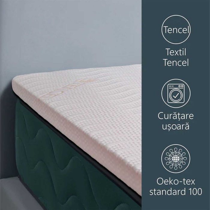 Topper Saltea  Best Sleep  cu Latex, 6 cm, Husa Tencel, Detasabila