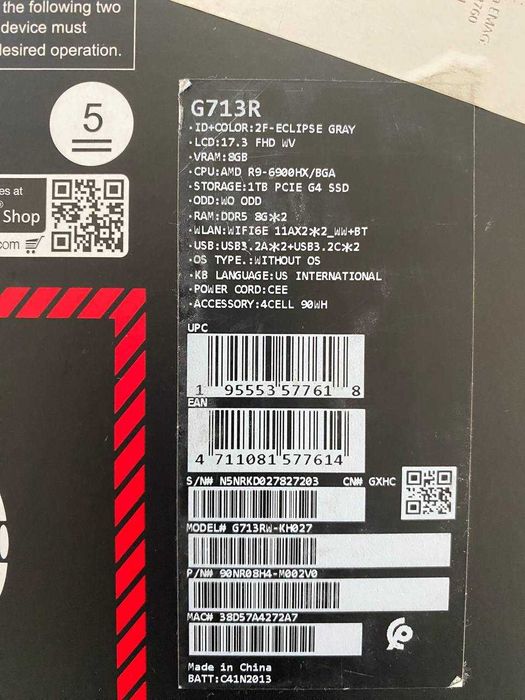 Asus Rog Strix G17 / 3070 TI / 360Hz / 16GB RAM / G713RW-KH027