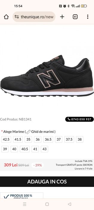 Vând pantofi sport New Balance 37.5