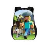 Ghiozdan Minecraft pentru scoala, 2 compartimente cu fermoar, 39x29cm