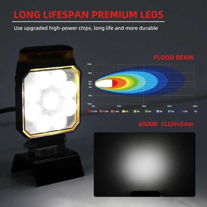 90W LED Халоген Диоден Фар с Аварийна Светлина Блиц Маяк Боен Фар