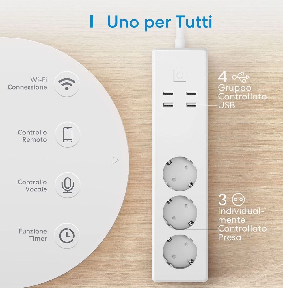 meross Msssierwue Priză Smart Power Strip WLAN Priză multiplă WiFi 3 i