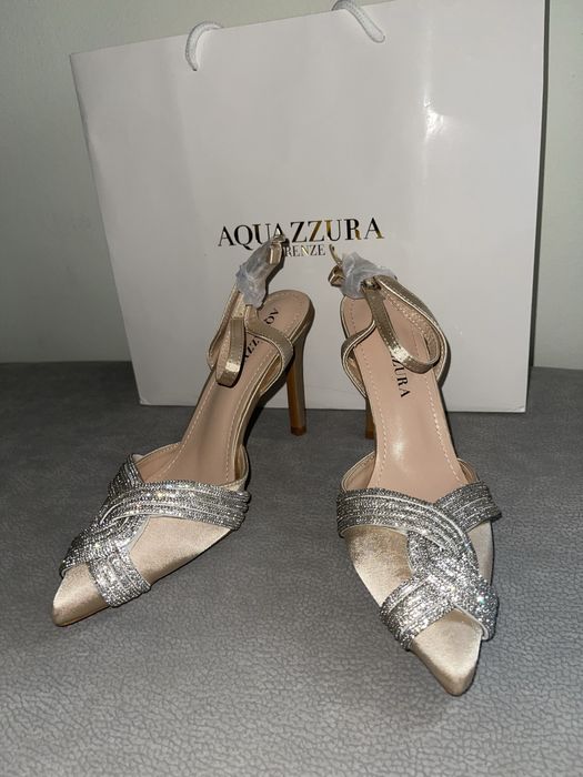 aquazzura сатенени беж бежови обувки нюд лъскави сребърни ток остри