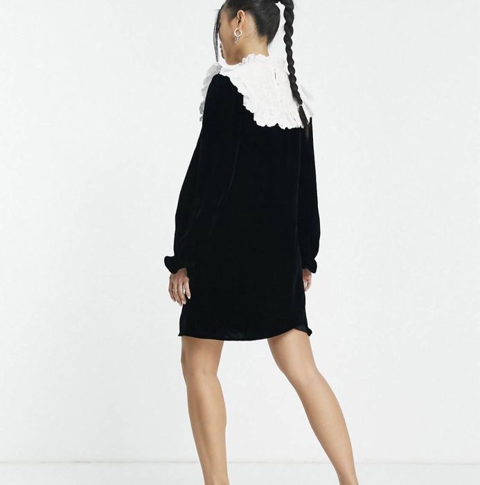 Rochie din catifea guler embroided Paris Atelier Other Stories