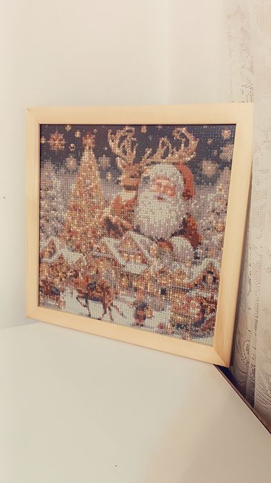 Tablou mozaic cu diamante tematică de Crăciun