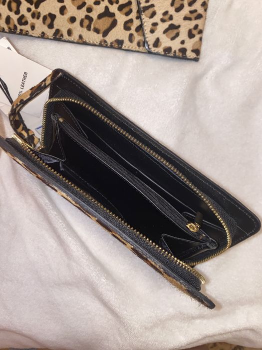 Set Portofel clutch Zara + husa tableta piele naturala,leopard print