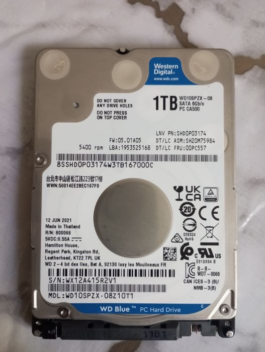 Noutbuk uchun 1TB HDD  (Western Digitl)   sata 6Gb/s