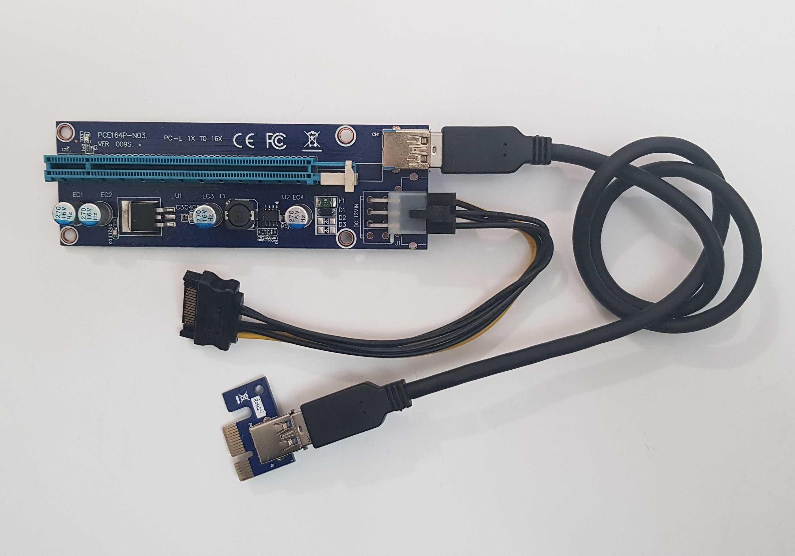 Riser PCI-E 164PIN PCI-E x1 to PCI-E x16 + cablu USB3.0 si alimentare