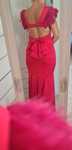 Rochie lungă fucsia cu pene damă mărimea XS-S