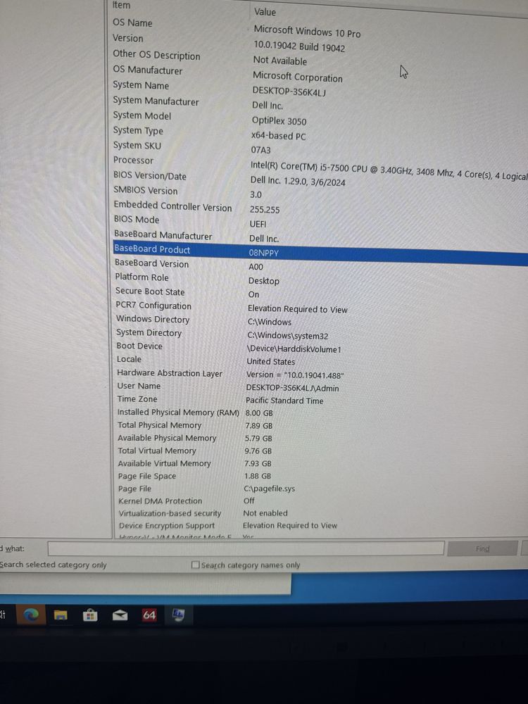 Dell OptiPlex 3050, 8GB, SSD 256, i5 7500 3.40GHz