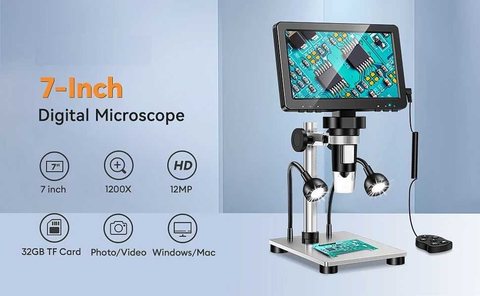 Microscop Digital 1080P ecran 7 inch Marire 1200X card 32GB inclus