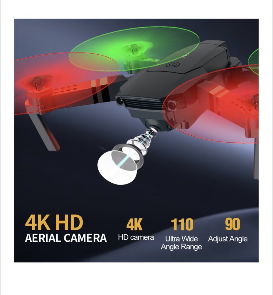 Drona Quadcopter cu telecomanda 2.4 GHz, 3.7V 600 mAh, WiFi Smart App