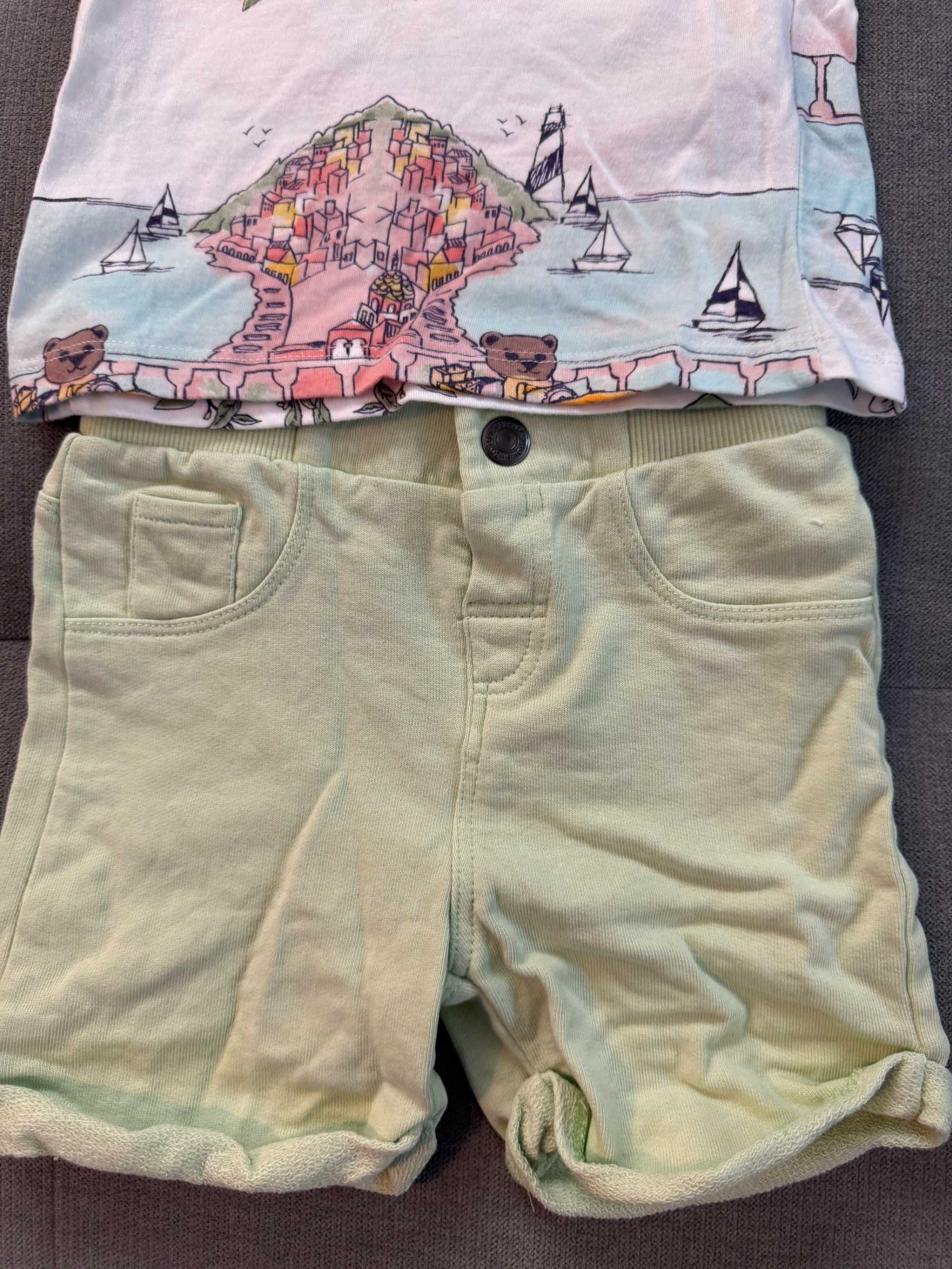 Set Pantaloni scurți + Tricou Guess verde deschis, băiat, M86, 18 Luni