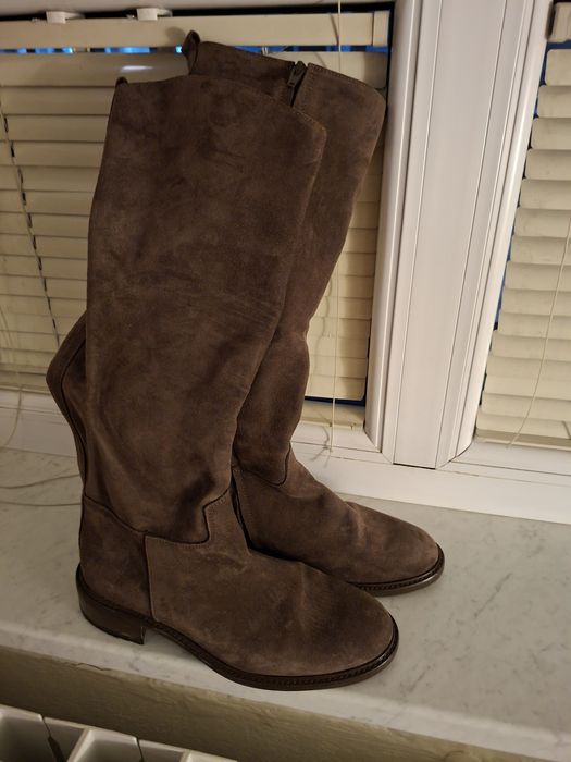 Италиански велурени ботуши в кафяво