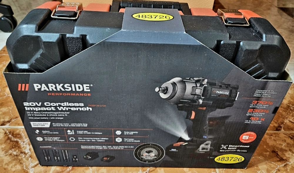 5г ГАРАНЦИЯ Ударен гайковерт Parkside Performance C4 ПЪЛЕН КОМПЛЕКТ