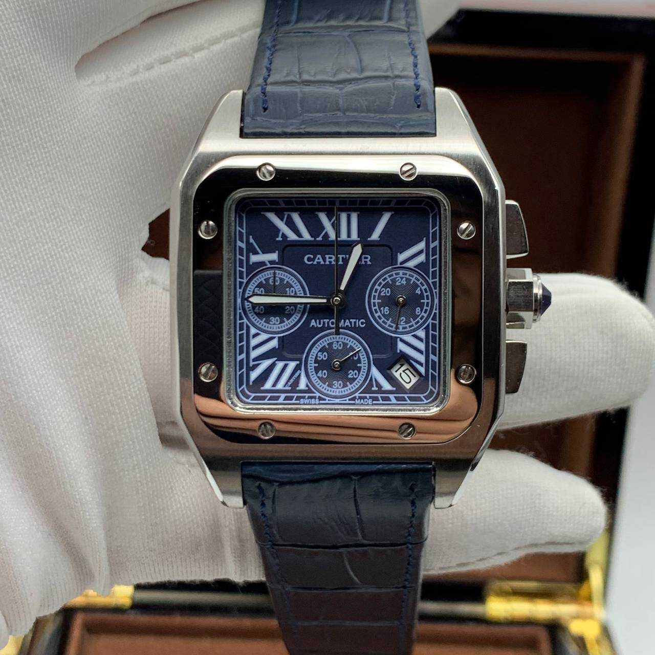 Часовници Cartier Santos 100XL сребърен хронограф