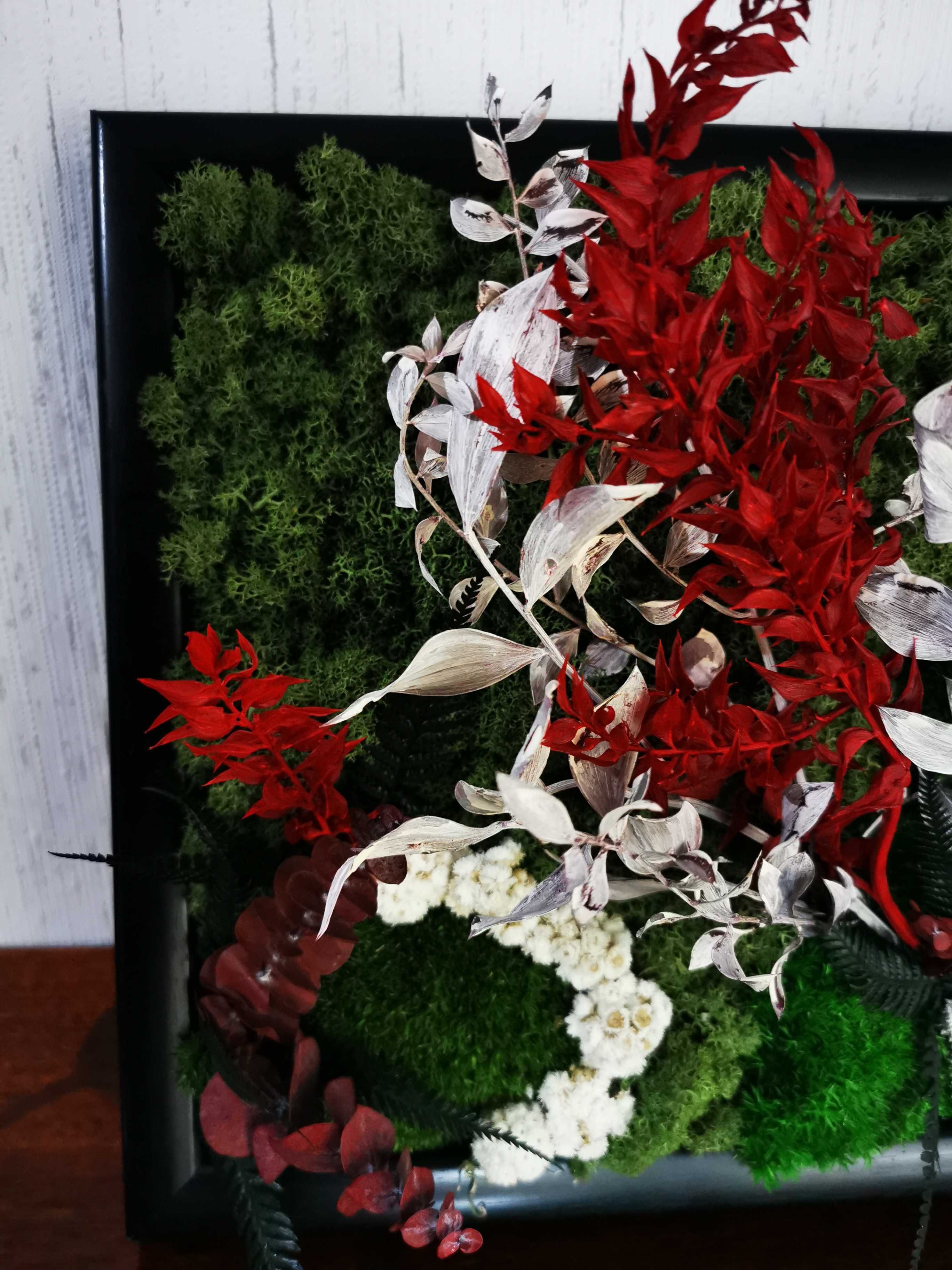 Tablou Unicat din Licheni si Plante Stabilizate, Handmade, 30x30 cm