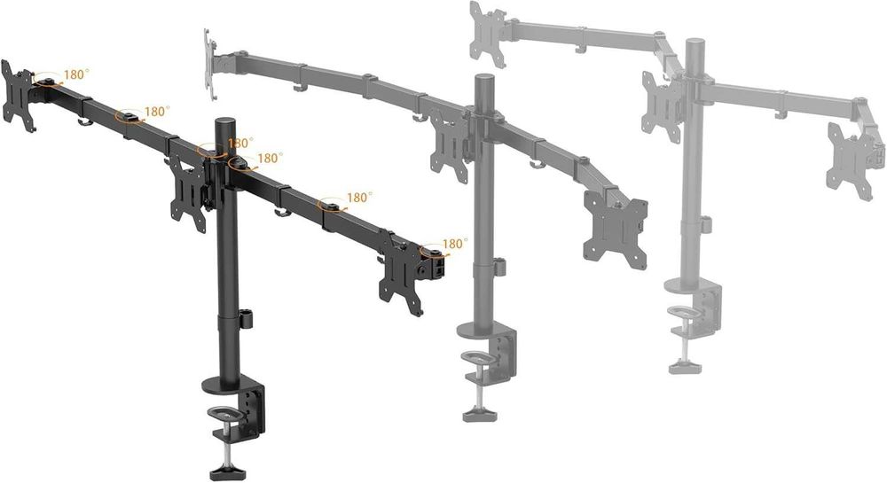 Suport 3 monitoar BONTEC, 2 tipuri prindere birou, REDUS de la 400RON