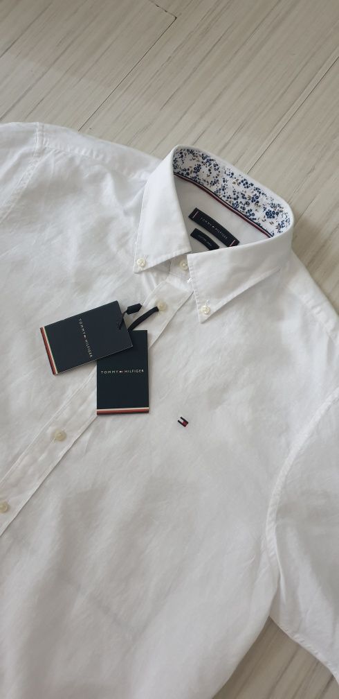 Tommy Hilfiger Cotton / Linen  42 /  L НОВО! ОРИГИНАЛ! Мъж Ленена Риза