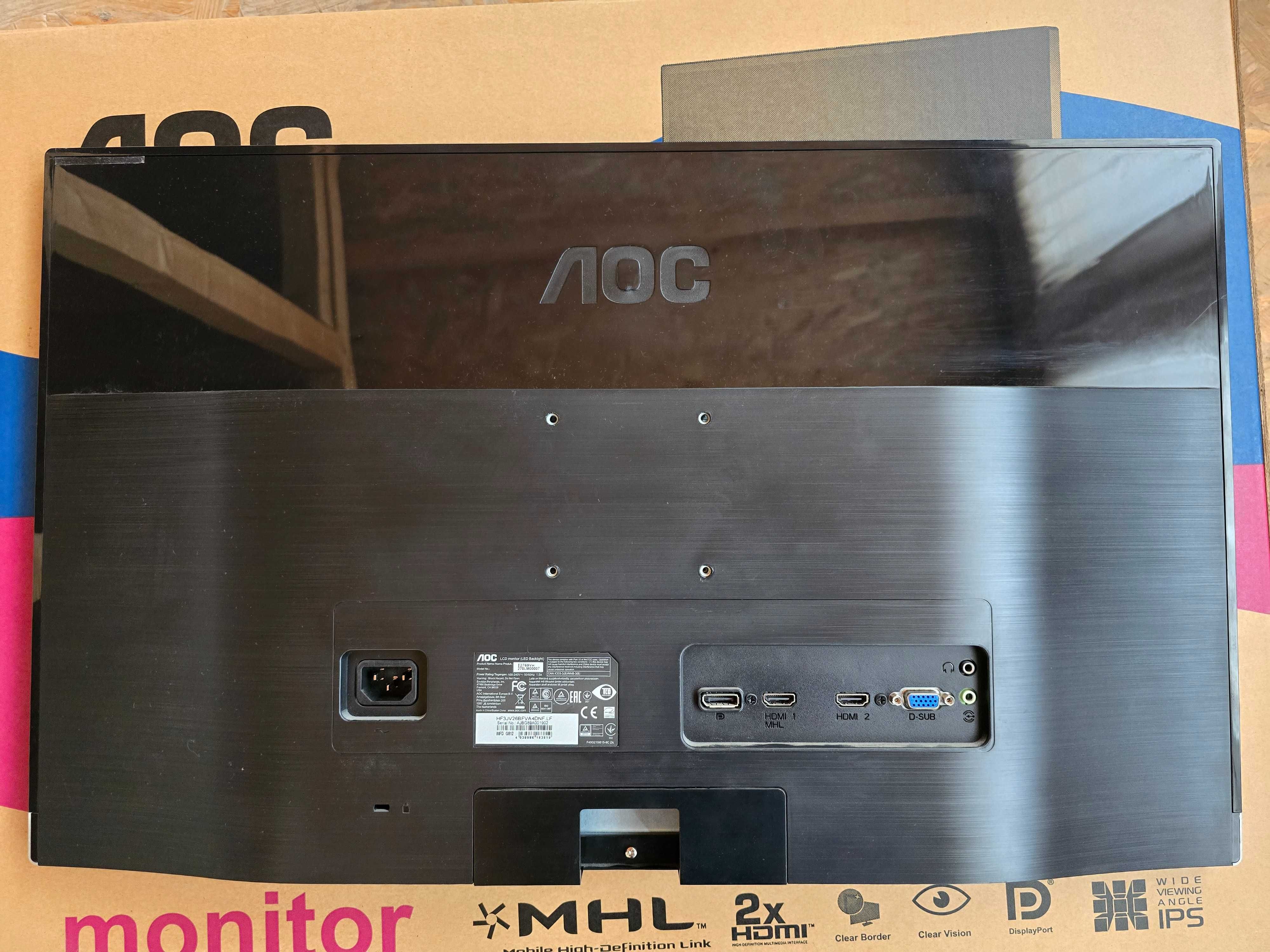 Monitor LED AOC i2769Vm 27" IPS, Wide, FHD, DP+HDMI, MHL, Boxe (2 buc)
