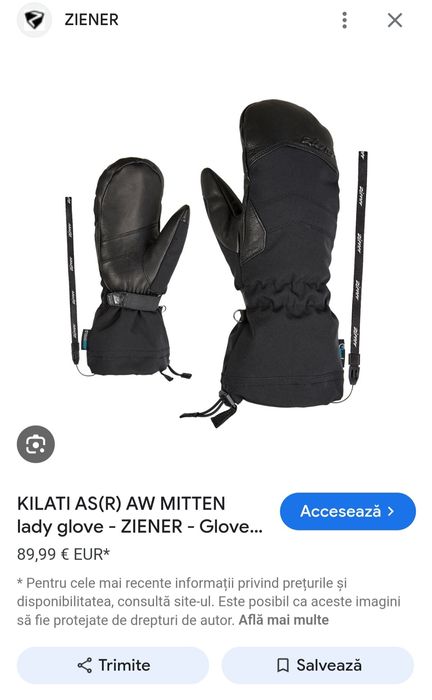 Mănuși de schi Ziener Mitten AquaShield freeride sportive, funcționale