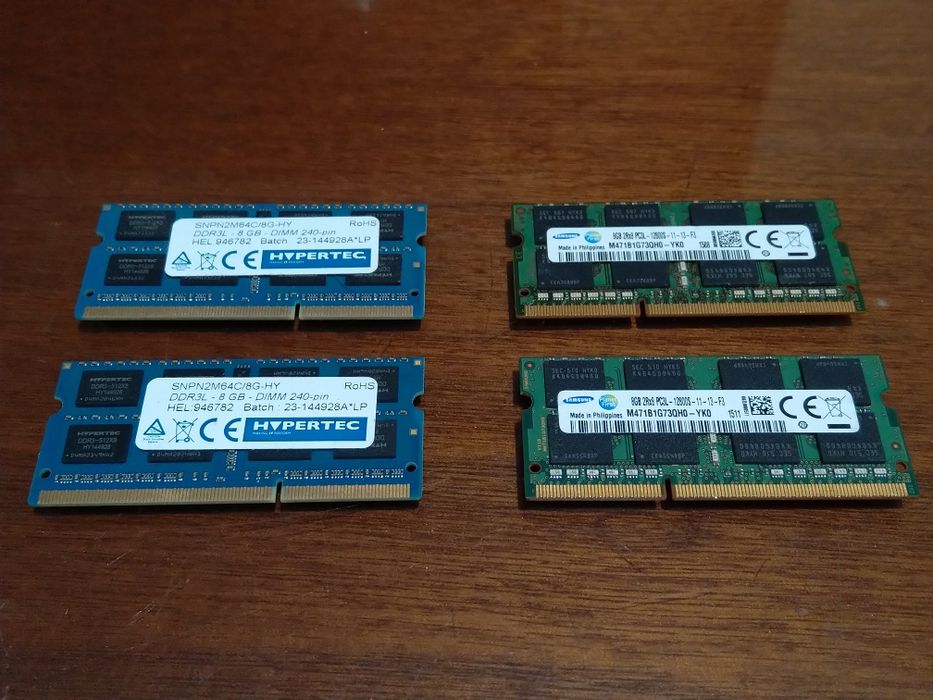 Продавам 4 платки 8GB DDR3L рам за лаптоп SODIMM