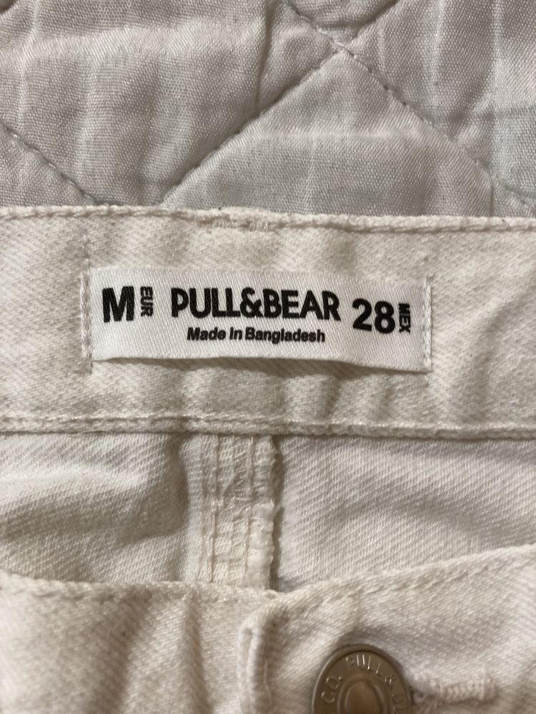 Mini дънкова бяла пола pull and bear