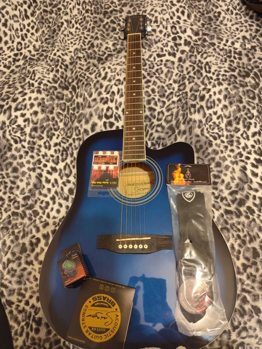 Chitară acustică Smiger – Blue Burst + accesorii