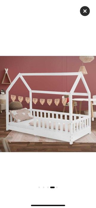 Pat alb 160x80, tip casuță nou în cutie