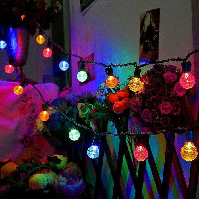 Коледни новогодишни LED лампички 10м 100  топки многоцветна светлина