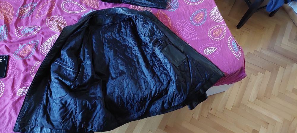 Мъжко кожено яке, черно 4XL