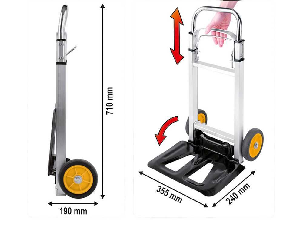 Сгъваема транспортна количка до 90 кг, 1080x410x390мм, VOREL 78661