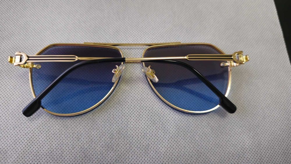 Ochelari de soare Cartier lentile albastre, rame metalice