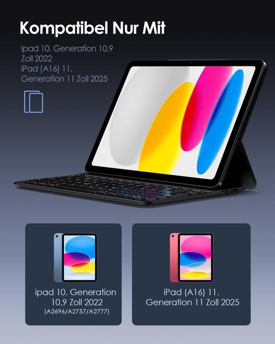 Husă Qulose cu Tastatură QWERTZ iPad 11" A16 / iPad 10 10.9"