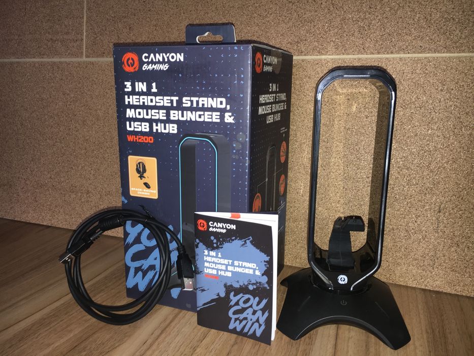 3 в 1 Canyon Mouse bungee, Headset stand, USB hub CND-GWH200B