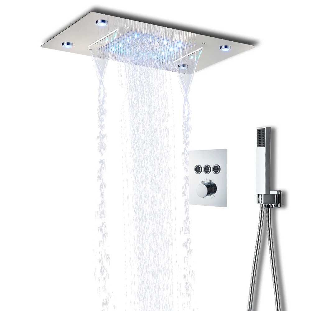 Термостатен душ с LED осветление за вграждане в таван