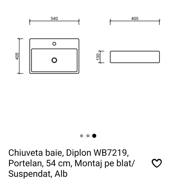 Chiuveta baie, Diplon WB7219 nouă în cutie