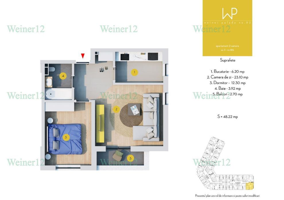 Apartament 2 Camere Decomandat Etapa 2 Weiner2 Militari VestGroup