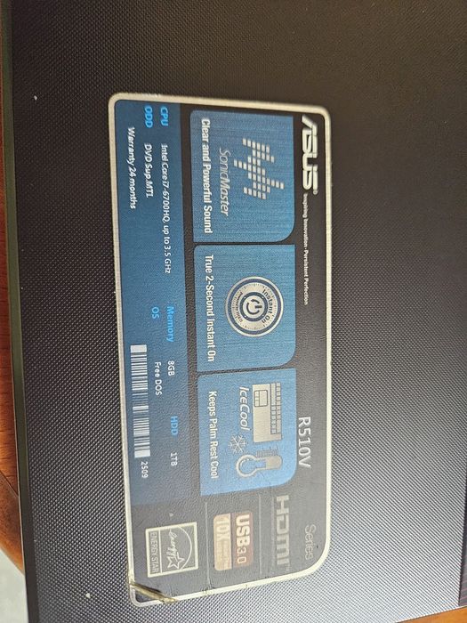 Asus R510VX I7 12GB RAM 1TB+120GB