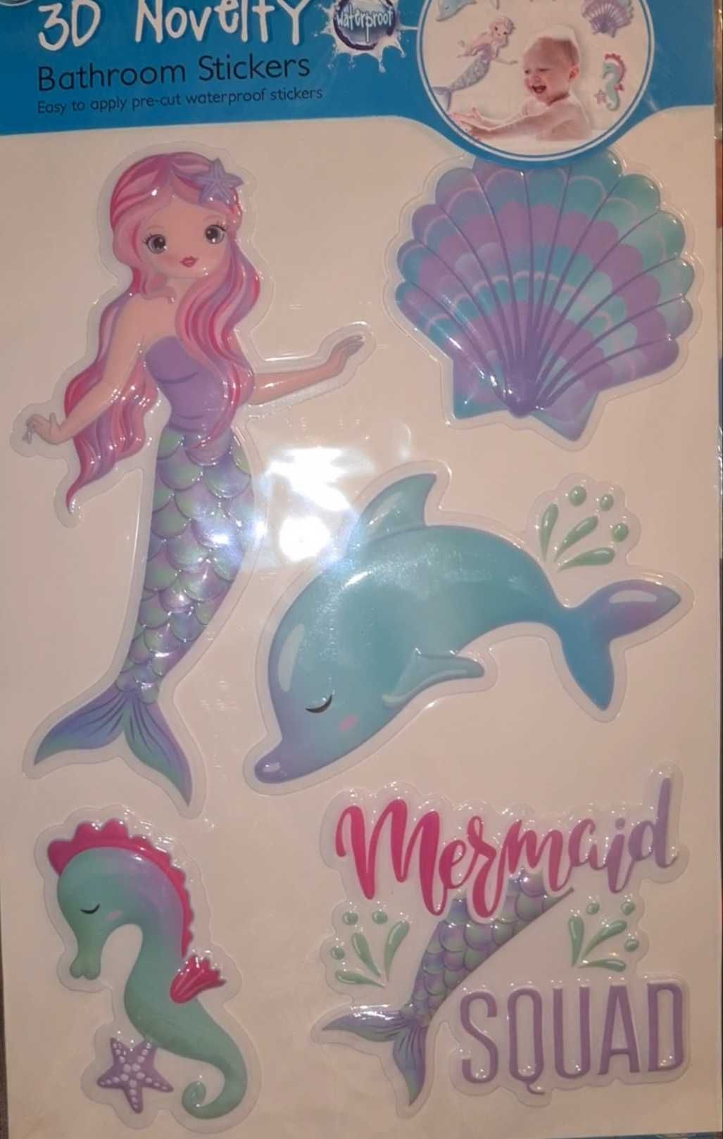 4 seturi abtibilduri plastic copii baie 3D autoadezive unicorn sirena