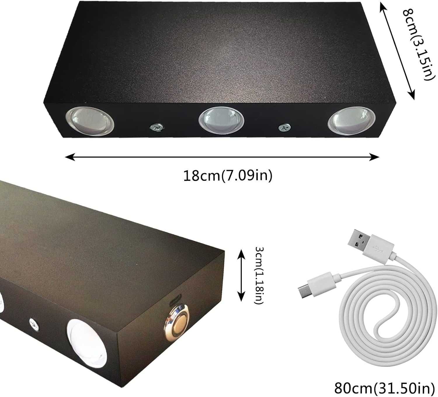 НОВА! USB LED стенна лампа, димируема, магнитна, 6W, 4000mAh