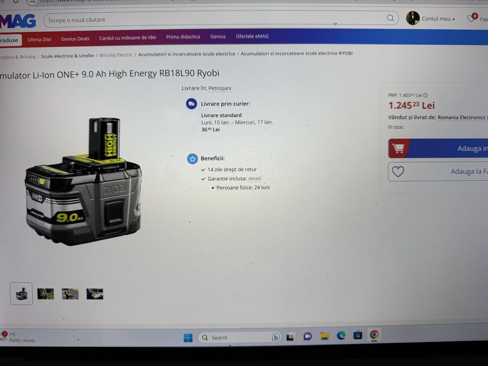 Ryobi-Acumulator Li-Ion ONE+ 9.0 Ah High Energy