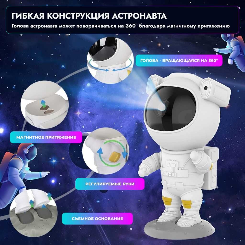 Ночник светильник, проектор детский "Звездное небо Космонавт"