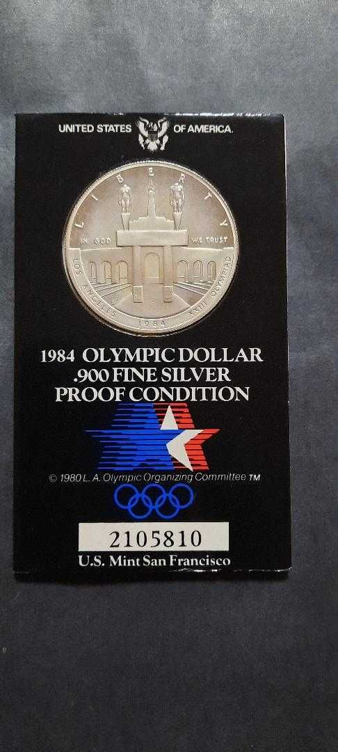 moneda argint 1 Dollar SUA  a 13-a olimpiada Los Angeles  1984