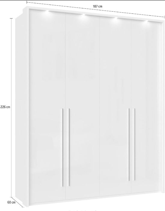 Dulap cu patru usi Piano iluminare LED , 187 cm